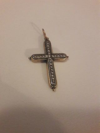 Antique Victorian 14k Gold Cross Seed Pearl