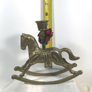 Vintage Solid Brass Rocking Horse Taper Candle Holder 5 1/2 Tall 1983 Enesco