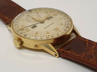 Lovely Gents Rare Vintage Solid 18ct Gold Movado Triple Calendar Watch C1940 - 50s