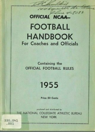 1955 Official Ncaa Football Handbook For Coaches And Officials