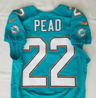 22 Isaiah Pead of Miami Dolphins NFL Locker Room Game Issued Jersey 2