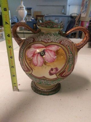 Antique Nippon Hand Painted Moriage Vase No Marking.