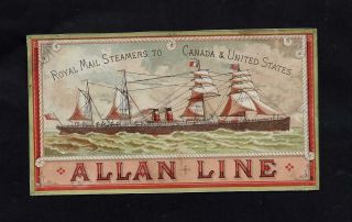 1881 Steamship Advertising Card - Allan Line - Royal Mail Steamer Line