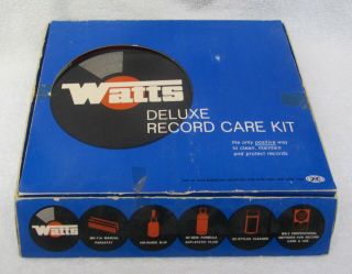 Watts Deluxe Record Care Kit Vtg Vinyl Lp Cleaning System Stylus Usa Look