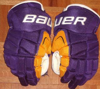 Los Angeles Kings Jarret Stoll Game - Worn Bauer Vintage/throwback Gloves 2012 - 15