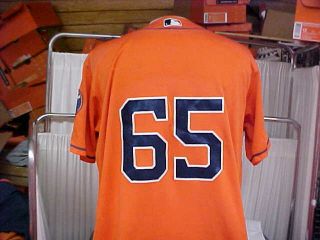 MLB Houston Astros Game Worn 65 Jose Urquidy Orange Game Jersey Majestic Sz 46 3