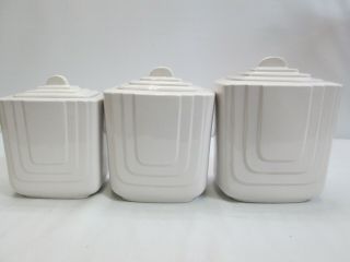 Vintage White Ceramic Kitchen Canisters Set Of 3 Made In Korea