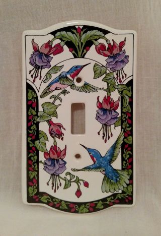 1998 Vintage Santa Barbara Ceramic Design Hummingbird Floral Single Switch Plate