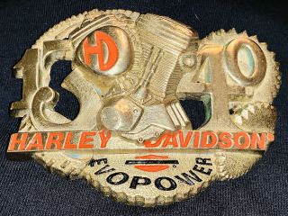 Vintage Rare Solid Brass Harley Davidson Belt Buckle Evopower Baron.