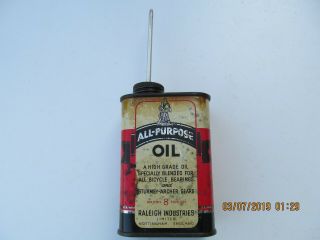 Raleigh Industries Vintage,  All Purpose Oil Can,  Size 8 Fluid Ozs,