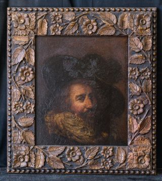 Antique Old Master Artist Probably Rembrandt Oil Painting " Portrait Of Man "
