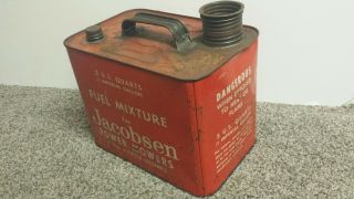 Vintage Jacobsen 5 Quart 2 Cycle Power Mowers Fuel Gas Oil Can Service Station