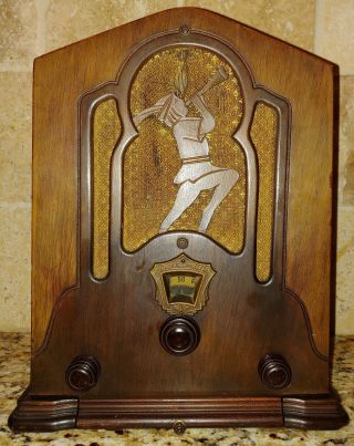 Jackson Bell Peter Pan Tombstone Cathedral Antique Radio W/drawer 1932 Barn Find