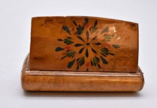 Antique Early 19thc Walnut Snuff Box - Jujube Inlays - Barrel Shaped