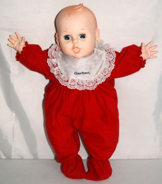 Vintage Gerber Baby Doll Red Pajamas Bib Clothes Sleepy Eyes Soft Body Vintage