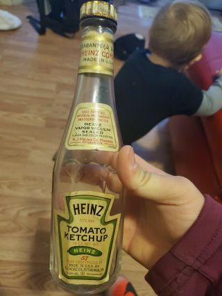 Vintage 14 Oz Pittsburgh Heinz Ketchup Glass Bottle Estd1869