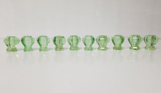 Vintage Green Art Deco Glass Drawer Cabinet Knobs Qty 10
