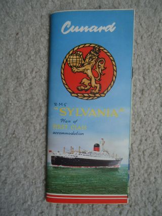 Cunard Line - Rms Sylvania - First Class - Deck Plan - 1958