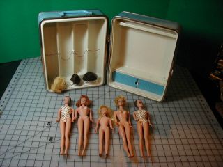 Vintage Barbie Midge Skipper Wedding Trousseau 4 Doll Trunk Plus