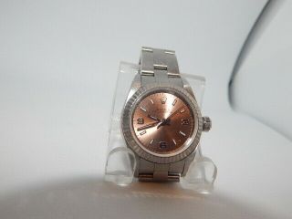 Women ' s Rolex Oyster Perpetual Stainless Watch With Salmon Dial 31 Jewels 2230 2