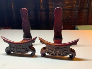 Vintage Carved Wooden Chinese Japanese Stand For Plates
