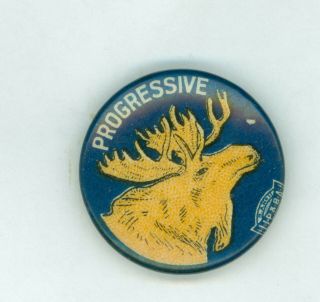 Vintage 1912 President Theodore Roosevelt Bull Moose Pinback Button Progressive