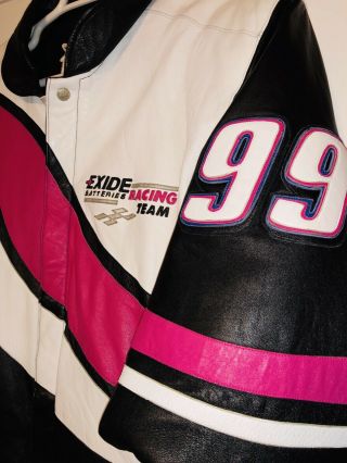 Vintage Jeff Burton Exide Racing Leather Jacket NASCAR Pit Crew Roush Ford 3