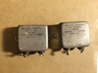 2 Vintage 1.  0 Uf 300v Bathtub Oil Capacitors For Tube Amp 1