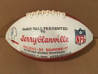 1988 Houston Oilers Game Mnf Game Ball Presented To Jerry Glanville