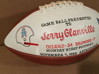 1988 Houston Oilers Game MNF Game Ball presented to Jerry Glanville 2