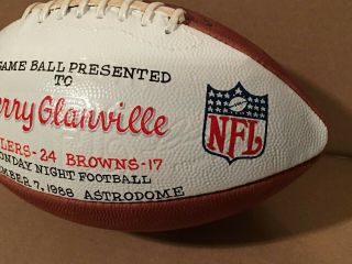 1988 Houston Oilers Game MNF Game Ball presented to Jerry Glanville 3