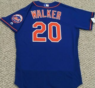 NEIL WALKER size 46 20 2017 York Mets game jersey Home Alt Blue MLB HOLO 3
