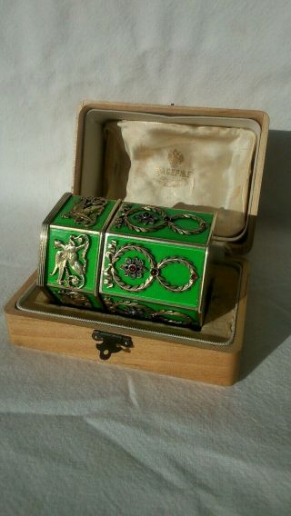 Antique Russian Faberge silver gilt guilloche enamel box diamond rubies 331grams 3