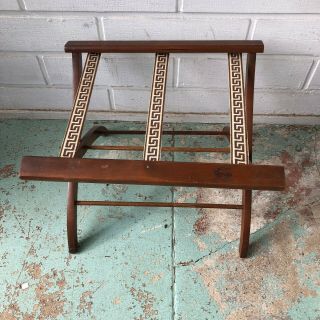 Vintage Hotel Luggage Suitcase Wood Folding Rack Stand Wood With Straps