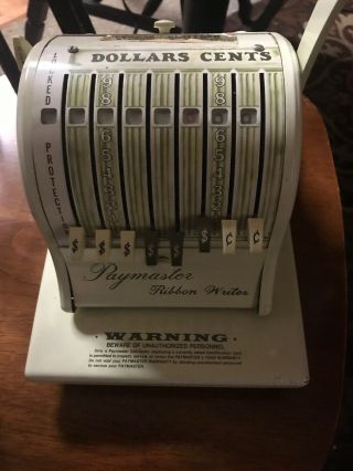 Paymaster 8000 Ribbon Writer / Check Embosser - Vintage,  Beige,  Includes Key