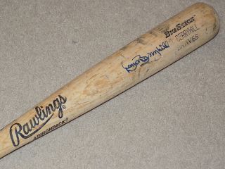 Damon Berryhill Game Signed Bat 1992 Atlanta Braves Chicago Cubs