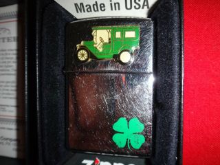 Year 2011 High Polish Zippo Lighter With A Classic Car Logo,  Box And Papers 2