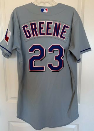 Texas Rangers Todd Greene 23 Majestic Team - Issued Gray Road Jersey (size 44)