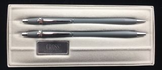 Vintage Cross Classic Pen Pencil Set Matte Gray & Chrome Accents 3m Logo W/box