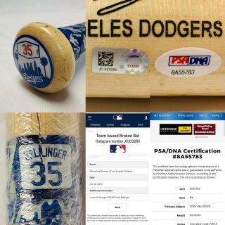 CODY BELLINGER 2018 NLCS4 Walk - off Game Team Issued Signed Bat MLB Authenticated 2