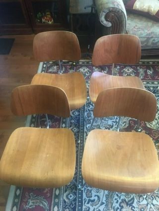 Set Of Four Herman Miller Dcm Chairs In Chrome - Ash,  Walnut