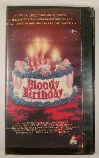 Bloody Birthday Vhs - 1983 - R - Prism - Vintage Horror - Jose Ferrer - Clamshell
