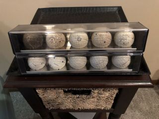 Set Of Ten Antique / Vintage Golf Balls In Case