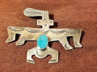 Vintage Sterling Silver & Turquoise Kachina Pin / Brooch