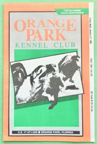 1989 Orange Park (florida) Kennel Club Greyhound Program - Cover