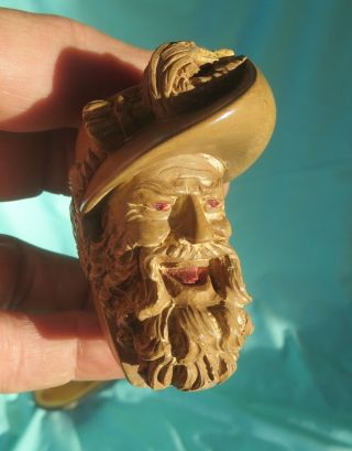 Vintage Meerschaum Hand Carved Pipe With Case 2