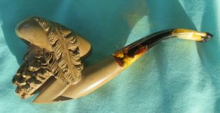 Vintage Meerschaum Hand Carved Pipe With Case 3