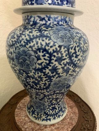 MAGNIFICENT SIGNED ANTIQUE CHINESE BLUE AND WHITE PORCELAIN TEMPLE JAR/VASE 3