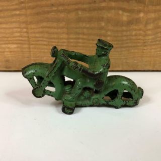 Vintage Antique Barclay Manoil Hubley Cast Iron Toy Green Motorcycle 3 "