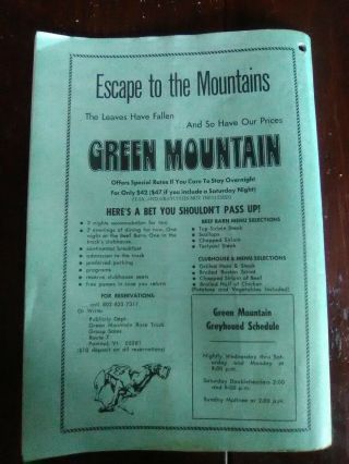 Green mountain Dog Track - Greyhound Racing Program - 11 - 26 - 1976 3